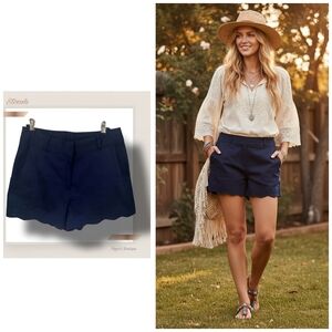 🌿Stoosh Women's Navy Blue Scalloped Hem Shorts size 5- Beautiful!💎